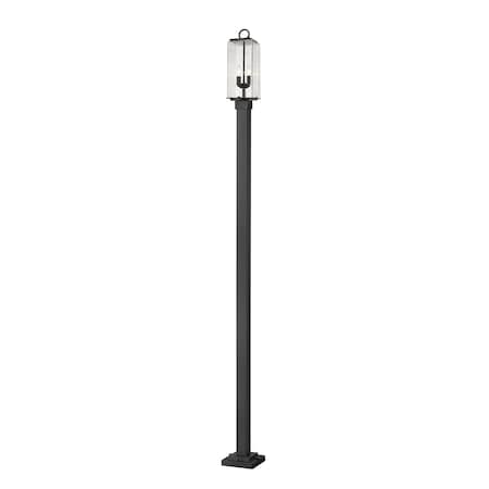 Sana 2 Light Outdoor Post Mounted Fixture, Black And Seedy